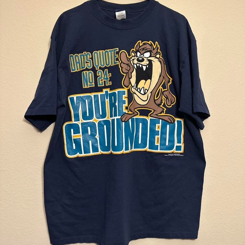 Vintage 1995 Looney Tunes Taz “Dad Quote #24” Navy Tee